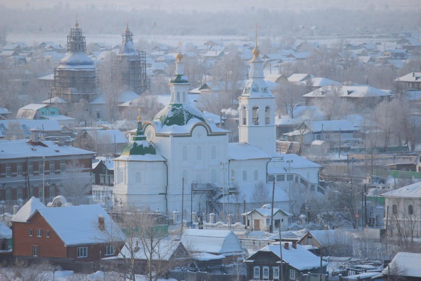 Тобольск. Церковь Михаила Архангела. общий вид в ландшафте, Вид церкви от стен Тобольского кремля