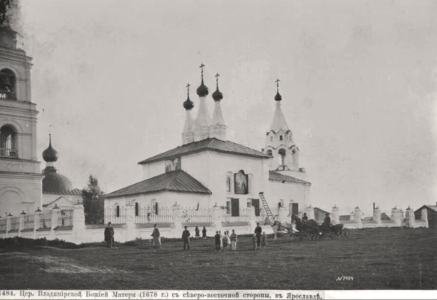 Церковь Владимирской иконы Божией Матери. Фото 1888 г. Из альбома И. Ф. Барщевского., архивная фотография. Церковь Владимирской иконы Божией Матери (Владимирского прихода) на Божедомке, Ярославль (Ярославль, город, Ярославская область)