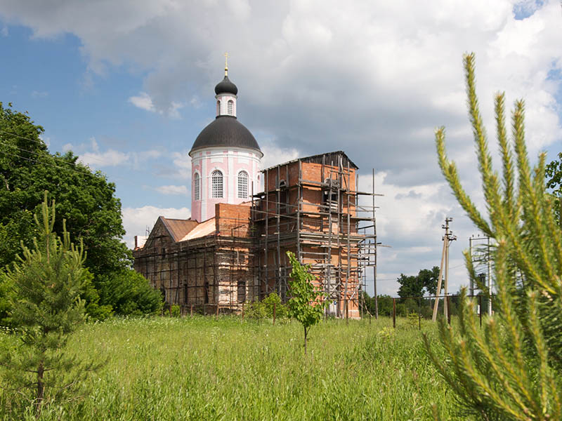 Церковь Николая Чудотворца, Никольское (Клинский городской округ, Московская область). фасады, вид Никольской церкви с дороги