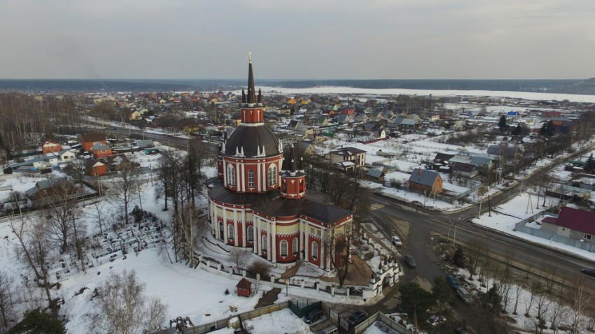 Царёво. Церковь Николая Чудотворца. общий вид в ландшафте