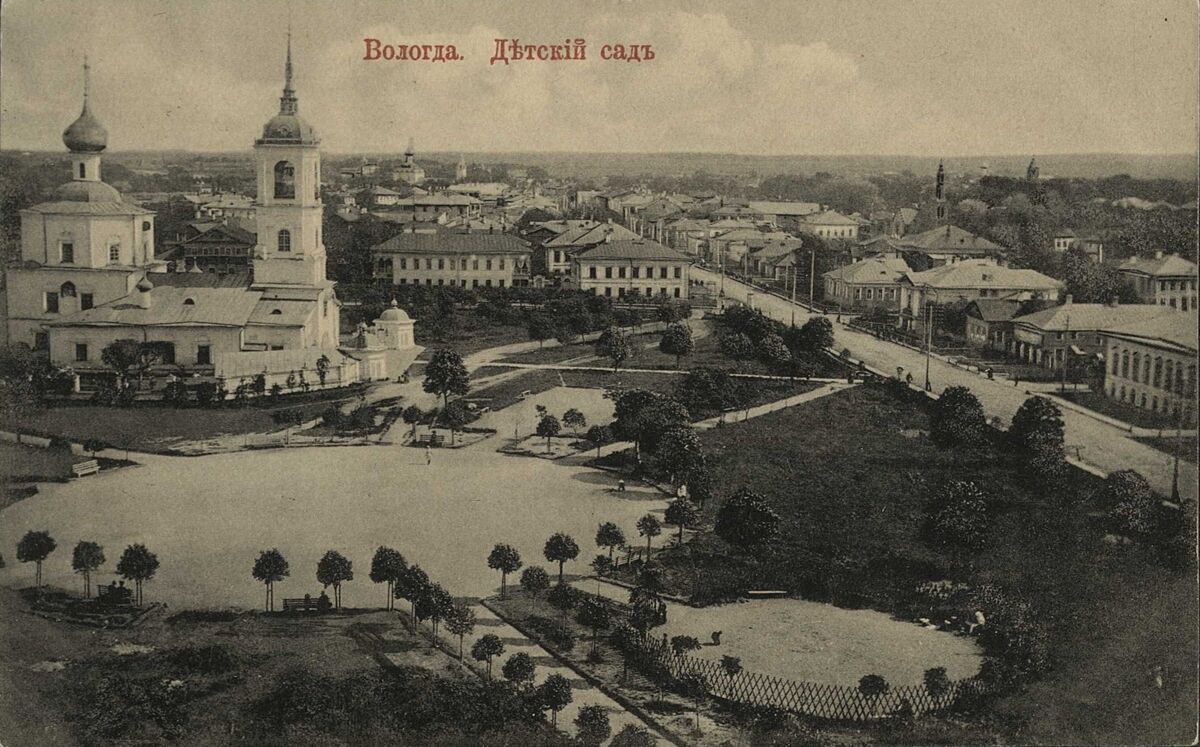 Церковь Усекновения главы Иоанна Предтечи в Рощенье, Вологда (Вологда, город, Вологодская область). архивная фотография, Почтовая фотокарточка нач. ХХ века. Приблизительная датировка: 1909-1916 гг.