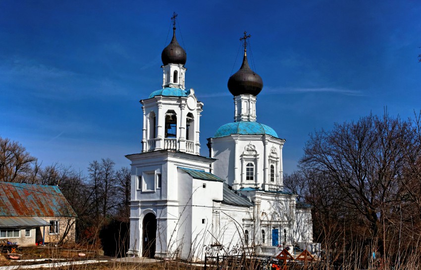 Кривцы. Церковь Смоленской иконы Божией Матери. общий вид в ландшафте