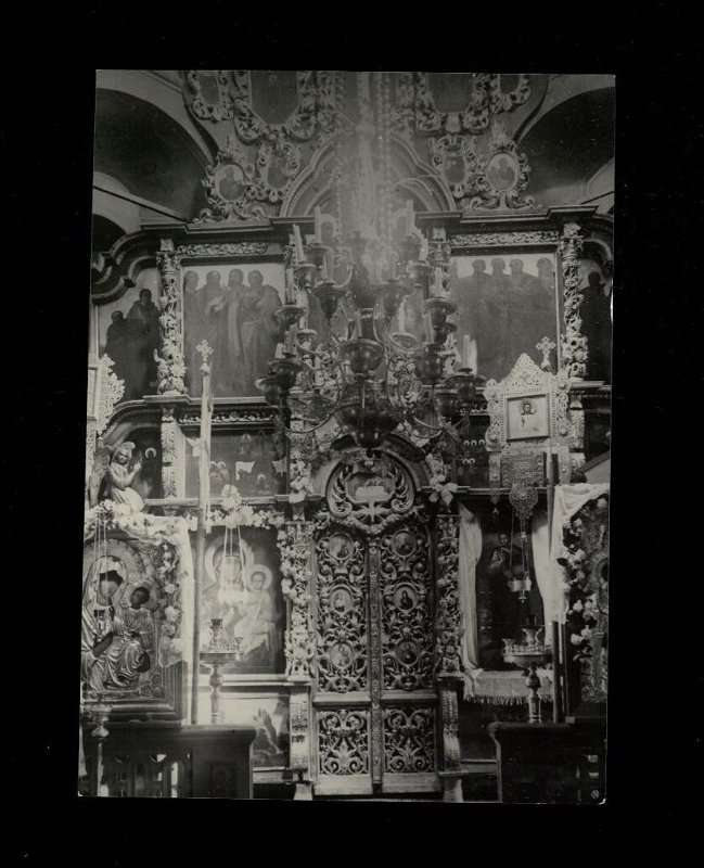 Церковь Смоленской иконы Божией Матери, Кривцы (Раменский район и гг. Бронницы, Жуковский, Московская область). архивная фотография, Фрагмент иконостаса с царскими вратами. 1930 г. Из фондов ГИМ. ГК: 56807736