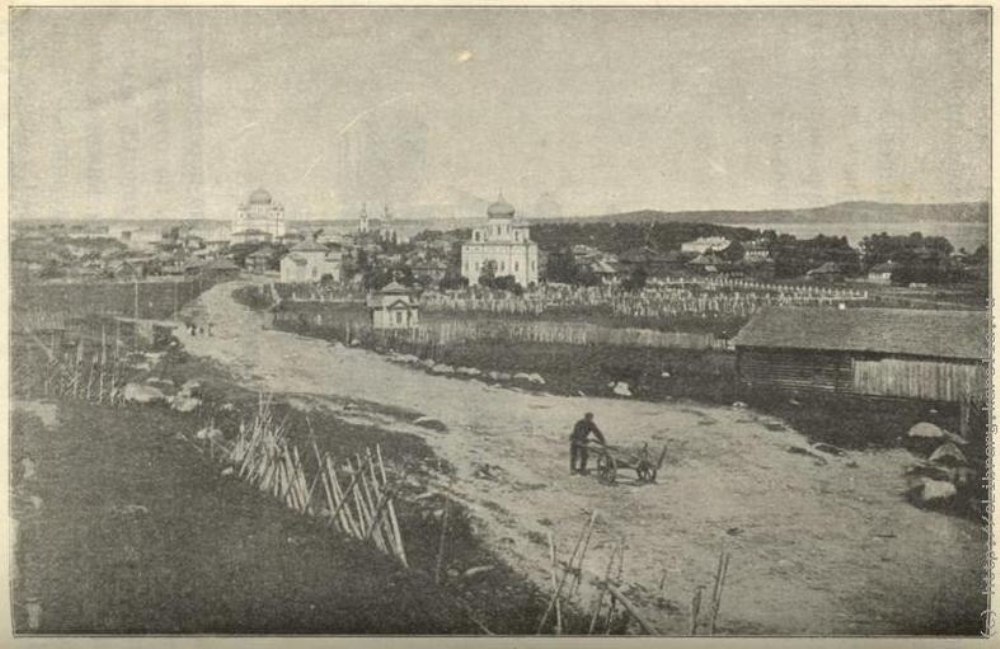 Вознесенская церковь в центре. Конец XIX века., архивная фотография. Собор Воздвижения Креста Господня, Петрозаводск (Петрозаводск, город, Республика Карелия)