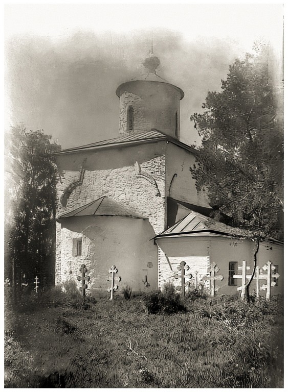 Волотово. Церковь Успения Пресвятой Богородицы на Волотовом поле. архивная фотография, фото 1910-х годов из фондов ГНИМА