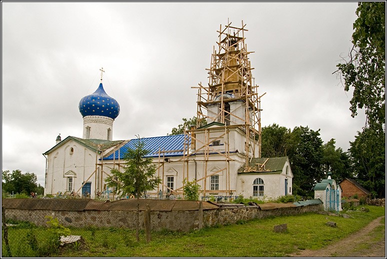 Церковь Михаила Архангела, Кобылье Городище (Гдовский район, Псковская область). общий вид в ландшафте