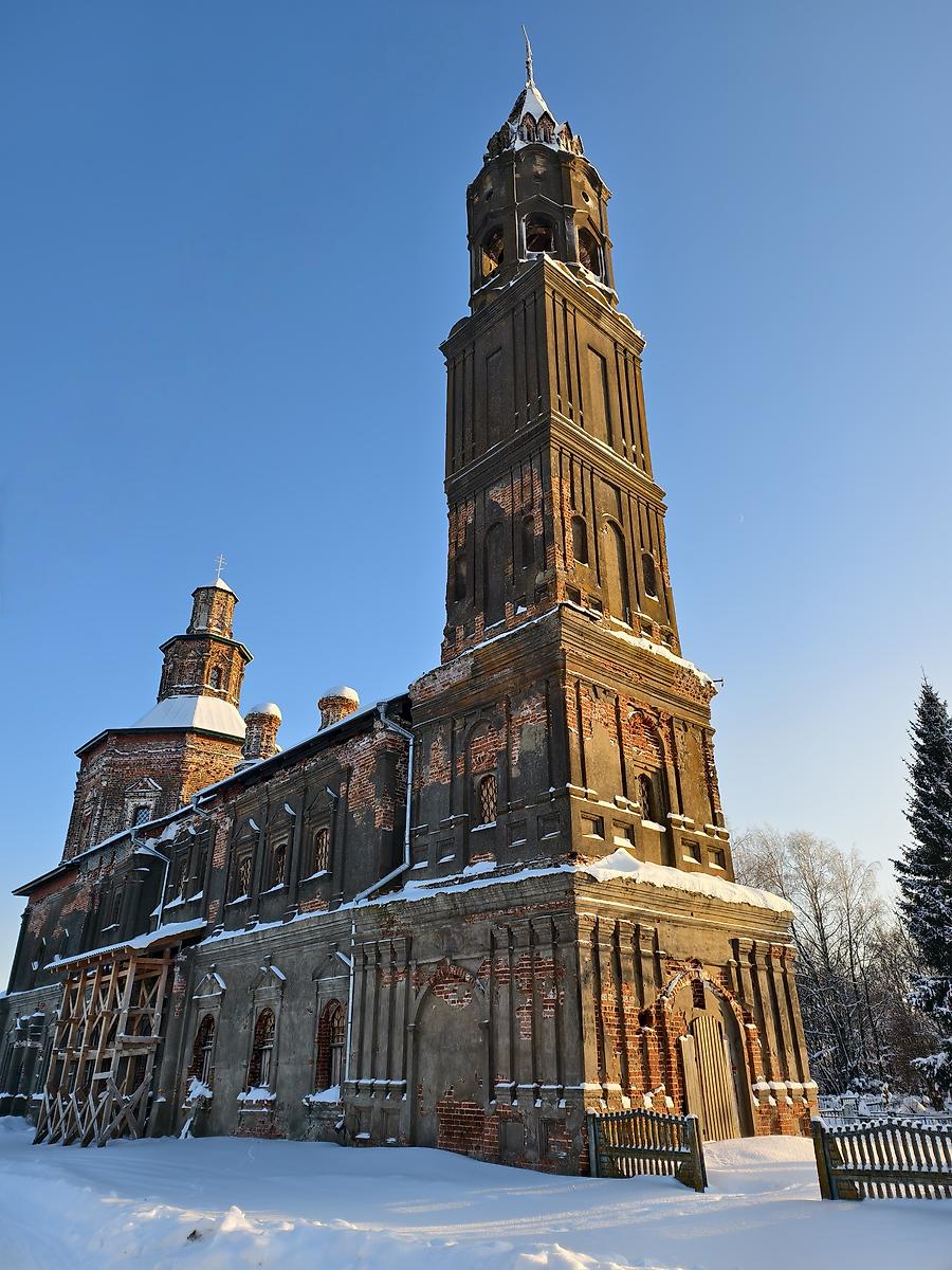 Общий вид с Северо-запада, фасады. Церковь Воскресения Христова, Воскресенская Слободка (Суздальский район, Владимирская область)