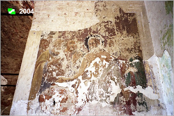 Церковь Флора и Лавра, Кибол (Суздальский район, Владимирская область). интерьер и убранство, Фрагмент фрески на западной стене основного объёма.