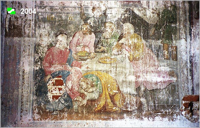 Кистыш. Церковь Василия Великого. дополнительная информация, Фрагмент фрески на южной стене основного объема церкви.