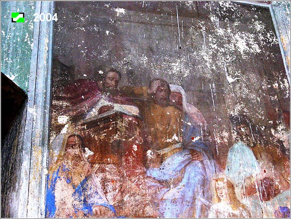 Менчаково. Церковь Рождества Пресвятой Богородицы. дополнительная информация, Фрагмент фресок на южной стене основного объема в интерьере церкви.