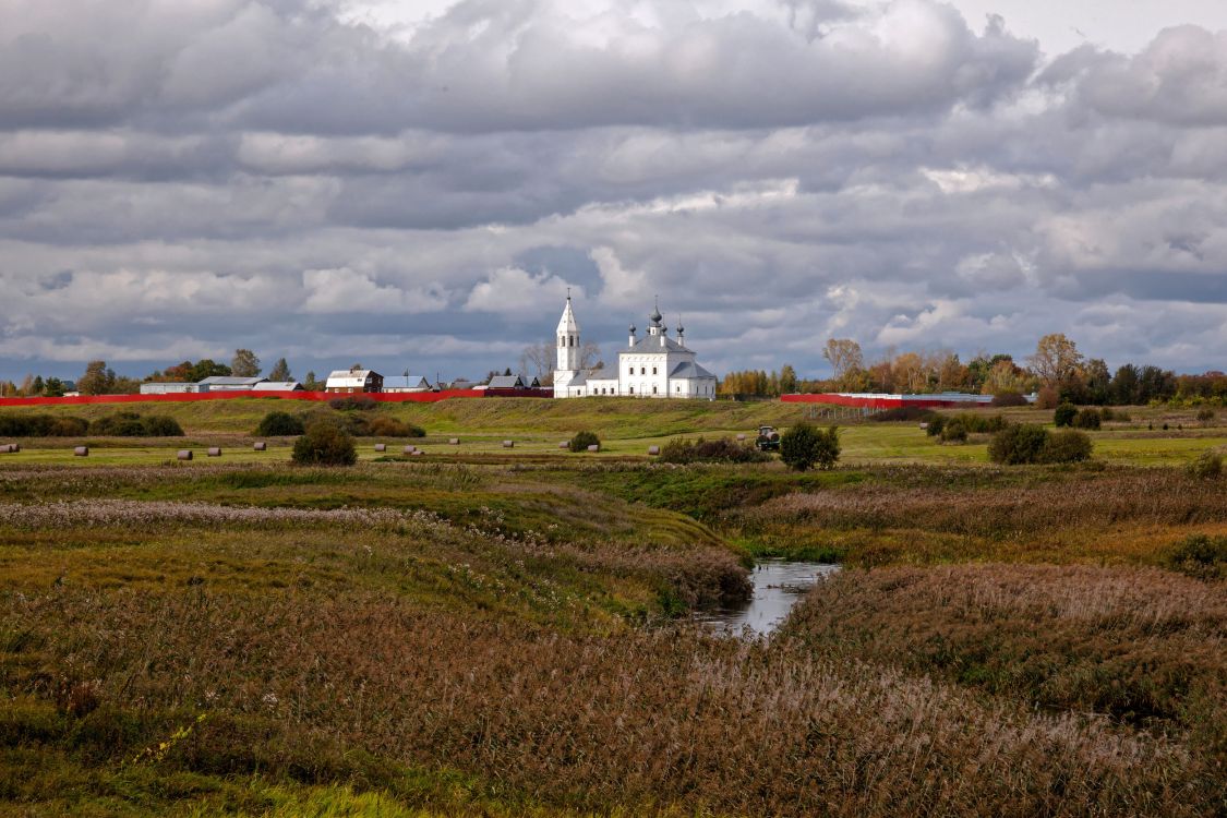 Менчаково. Церковь Рождества Пресвятой Богородицы. общий вид в ландшафте