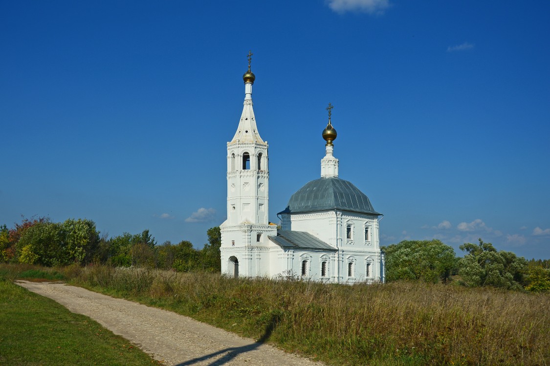 Новоселка-Нерльская. Церковь Воскресения Христова. общий вид в ландшафте