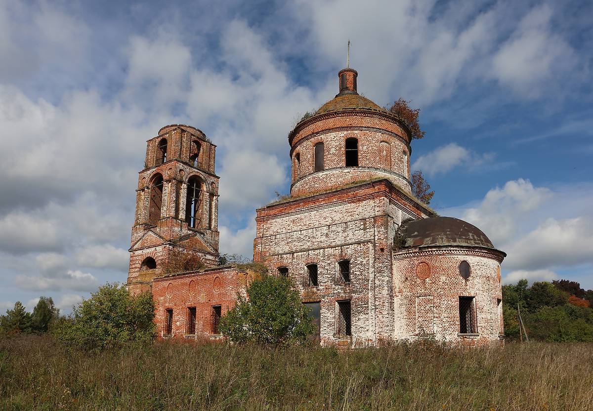 Вид с юго-востока, фасады. Церковь Казанской иконы Божией Матери, Фомиха (Камешковский район, Владимирская область)