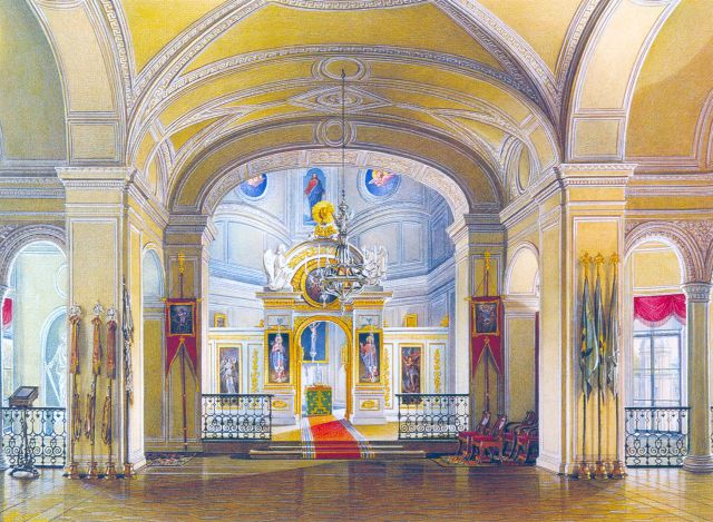 Домовая церковь Троицы Живоначальной при Гатчинском дворце, Гатчина (Гатчинский район, Ленинградская область). интерьер и убранство, Э.П.Гау - Церковь Гатчинского Дворца - Дворцовая церквовь (Храм Пресвятой Живоначальной Троицы) образца 1875 года