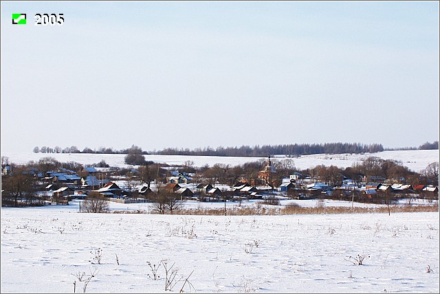 Новокаменское. Церковь Покрова Пресвятой Богородицы. общий вид в ландшафте, Панорама села и общий вид Покровской церкви с Юго-Востока.