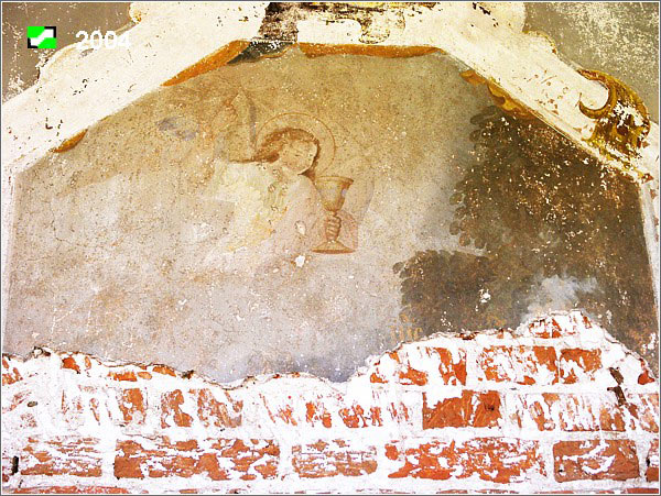 Абакумлево. Церковь Троицы Живоначальной. дополнительная информация, Сохранившийся фрагмент фрески в алтарной части церкви.