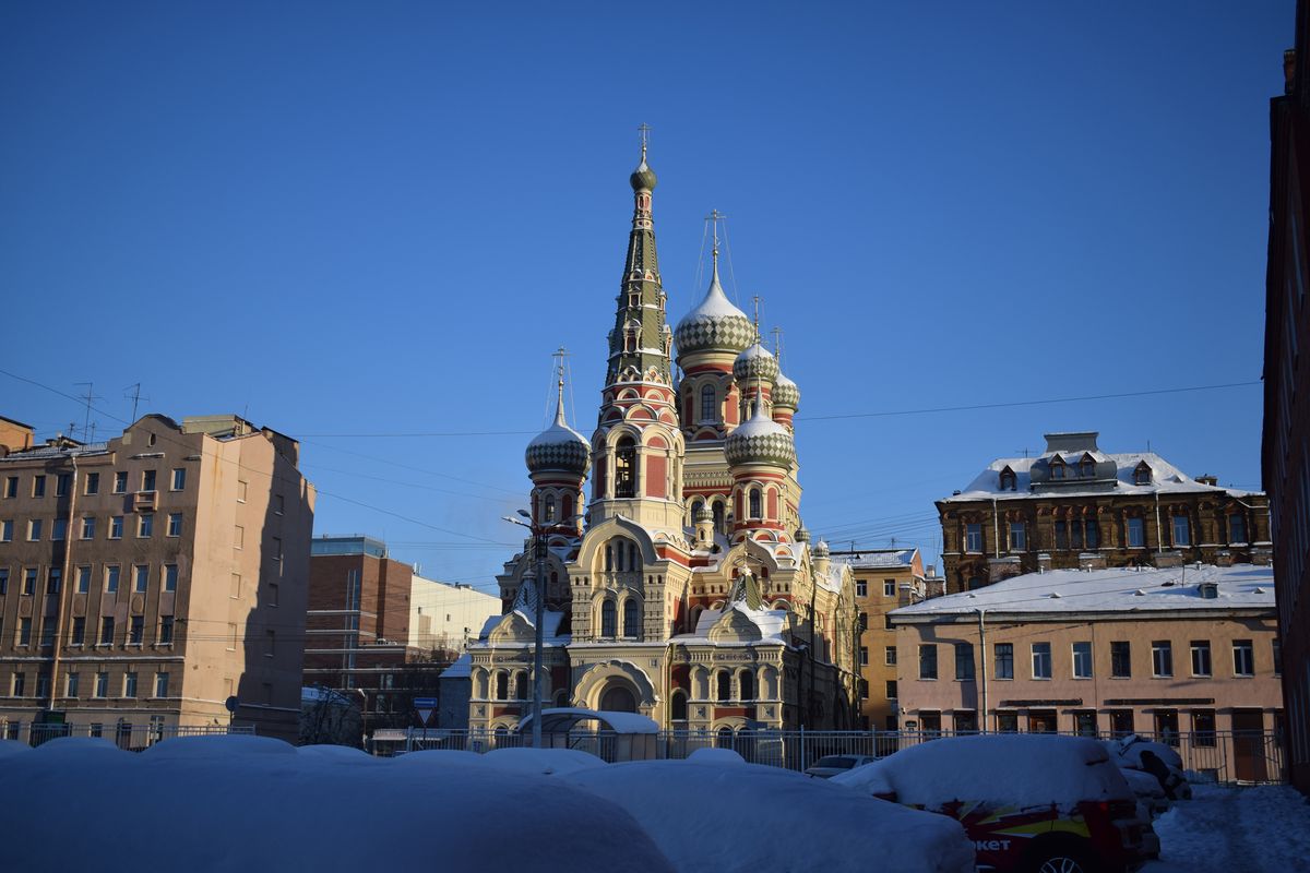 фасады. Церковь Покрова Пресвятой Богородицы на Боровой улице, Фрунзенский район (Санкт-Петербург, г. Санкт-Петербург)