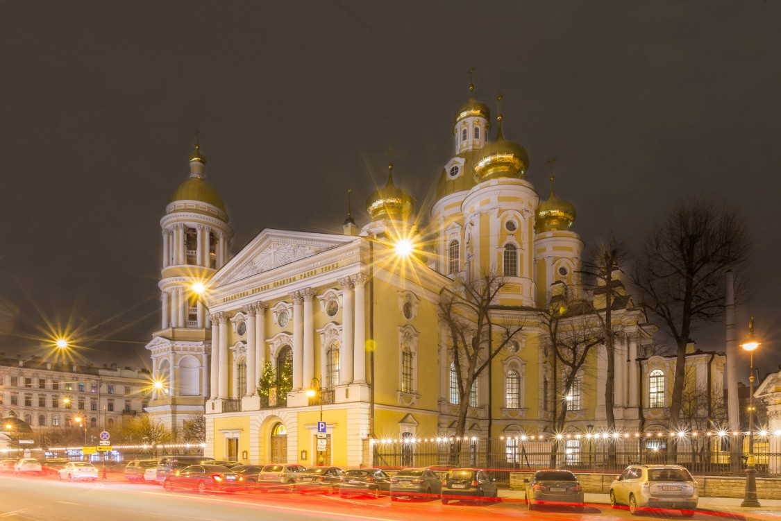 Собор Владимирской иконы Божией Матери, Центральный район (Санкт-Петербург, г. Санкт-Петербург). художественные фотографии, Вид в ночной подсветке
