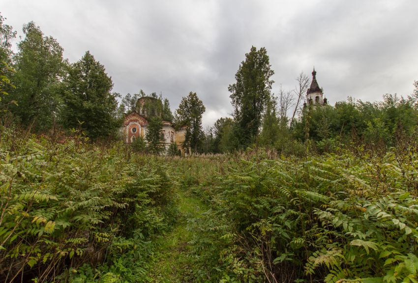 Рёконьская пустынь, Рёконьская пустынь (Любытинский район, Новгородская область). общий вид в ландшафте, Троицкий собор с колокольней