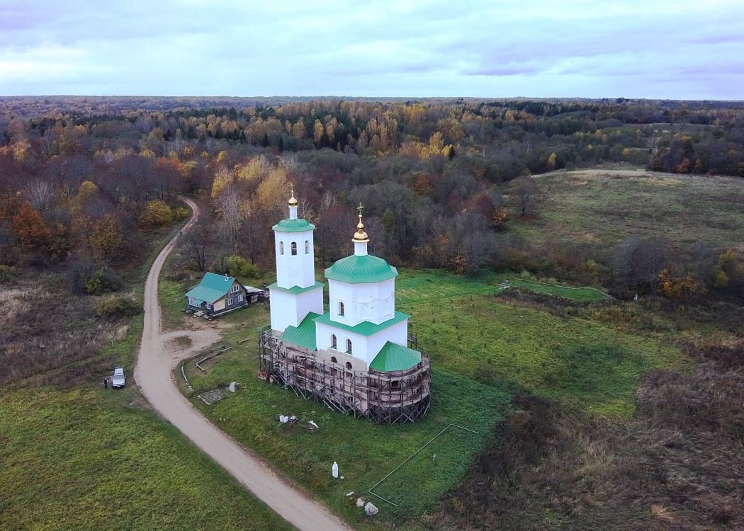 Голенищево. Церковь Николая Чудотворца. общий вид в ландшафте