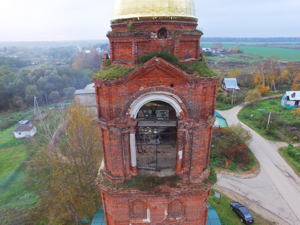 Церковь Рождества Христова, Рождество (Наро-Фоминский городской округ, Московская область). фасады, Ярус звона колокольни храма, фото с квадрокоптера