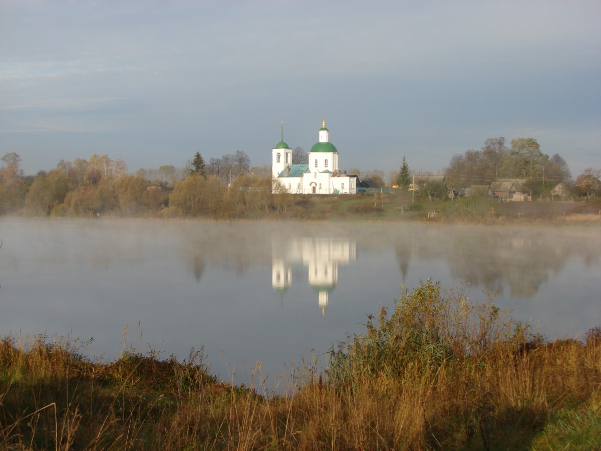 Церковь Покрова Пресвятой Богородицы, Мирковы Уты (Выгоничский район, Брянская область). общий вид в ландшафте