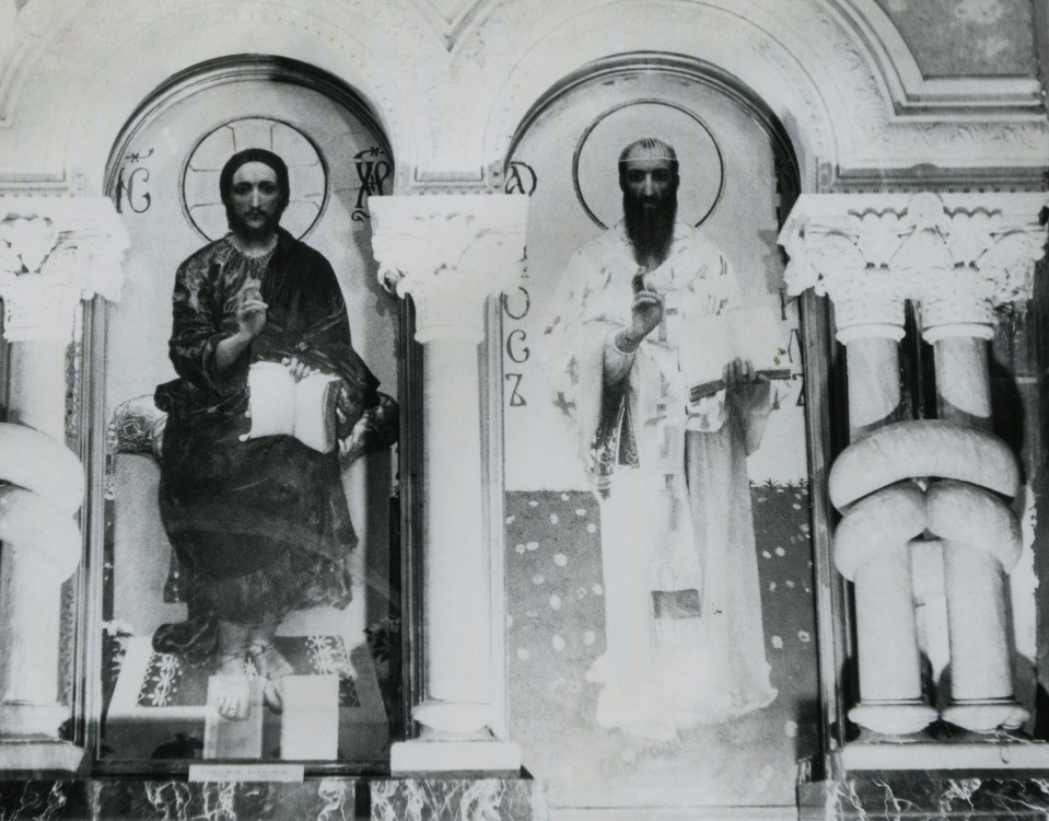 Кирилловский монастырь. Церковь Афанасия и Кирилла, Патриархов Александрийских, Дорогожичи (Подольский район, Украина, г. Киев). интерьер и убранство, Кирилловская церковь.Правая часть иконостаса работы М.Врубеля (фото из архива автора)