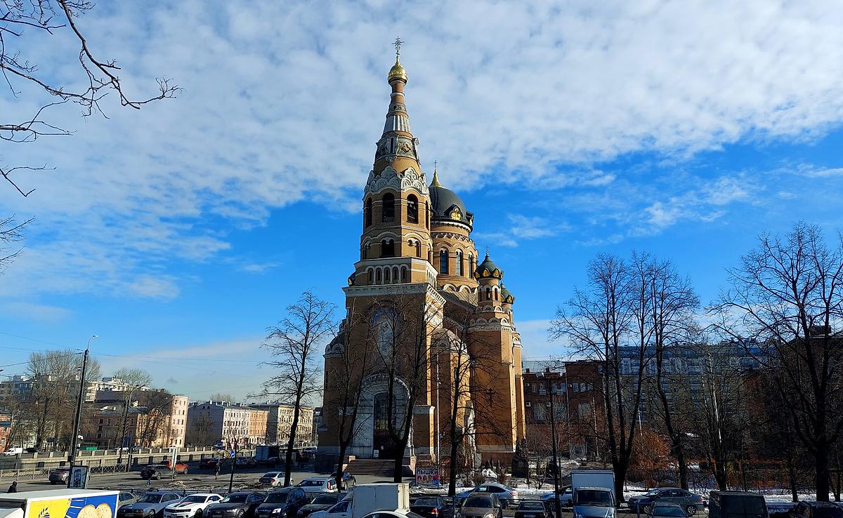 общий вид в ландшафте. Церковь Воскресения Христова у Варшавского вокзала, Адмиралтейский район (Санкт-Петербург, г. Санкт-Петербург)