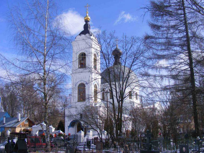 Балашиха. Церковь Спаса Преображения в Саввино. общий вид в ландшафте