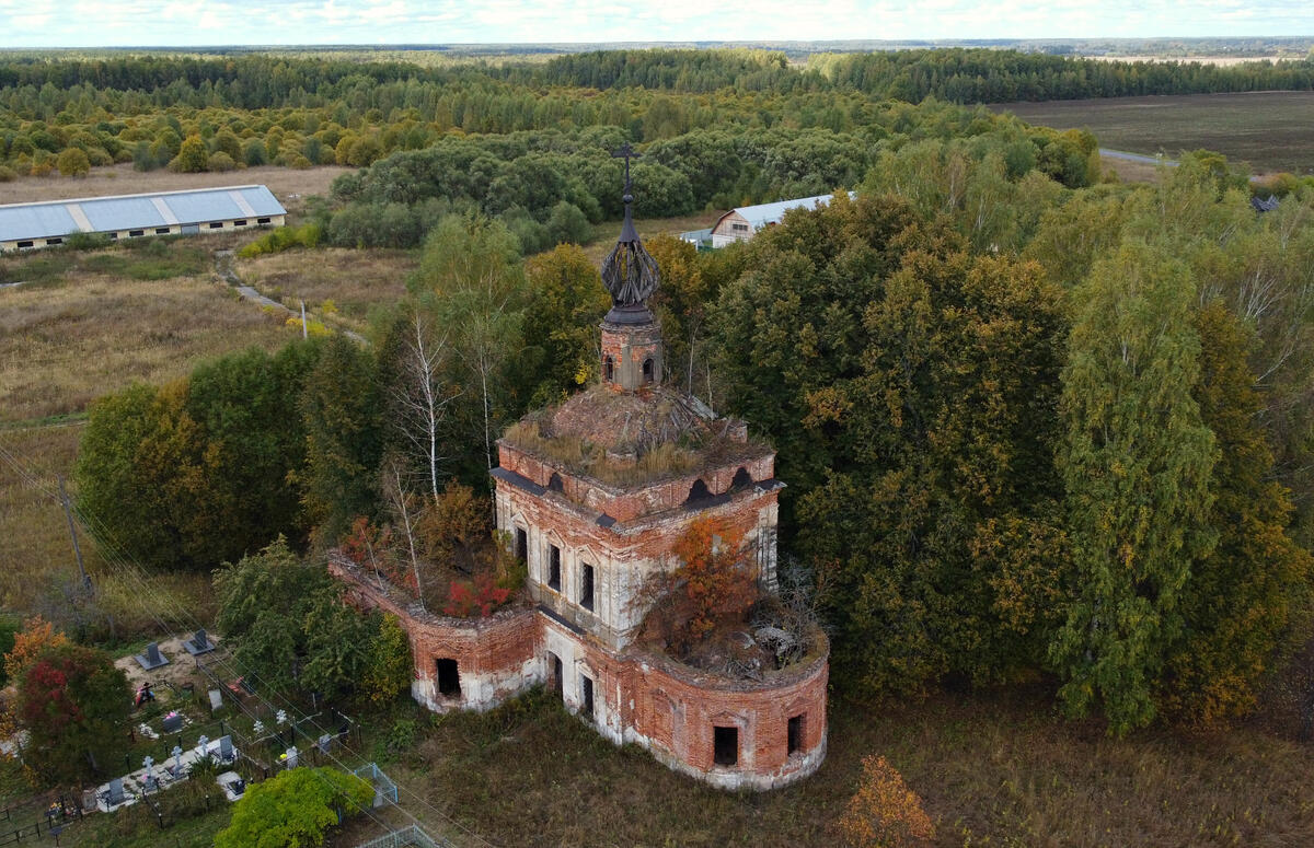 Тетерино. Церковь Николая Чудотворца. общий вид в ландшафте