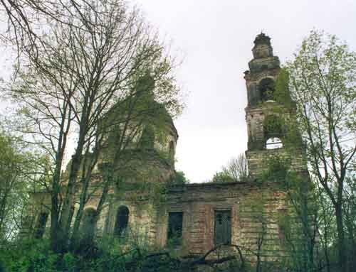 Церковь Воскресения Христова, Ладино (Новоржевский район, Псковская область). общий вид в ландшафте
