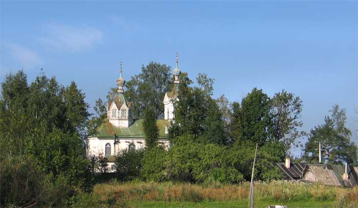 Зародище. Церковь Николая Чудотворца. общий вид в ландшафте, Вид церкви со стороны деревни (ю-в)