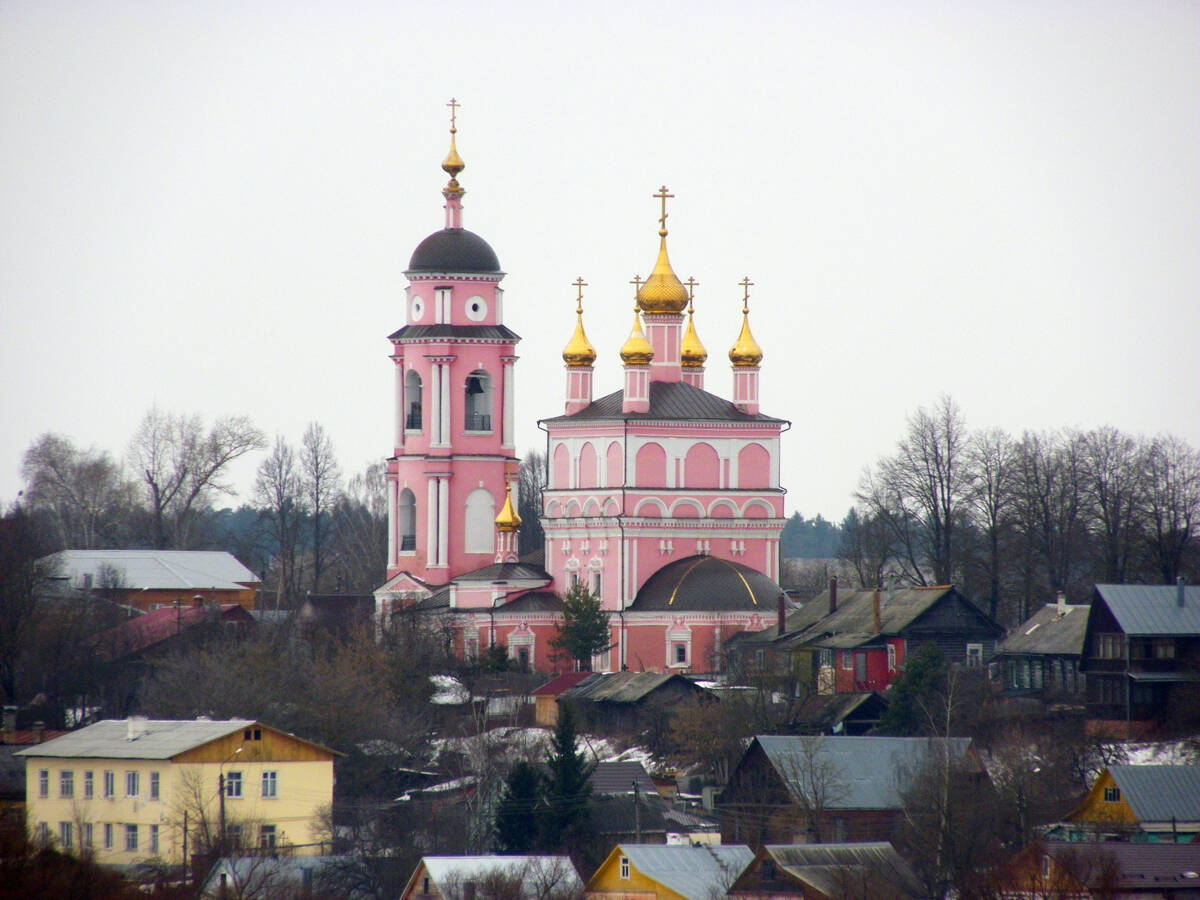 Церковь Бориса и Глеба, Боровск (Боровский район, Калужская область). общий вид в ландшафте, Вид из Рощинской слободы