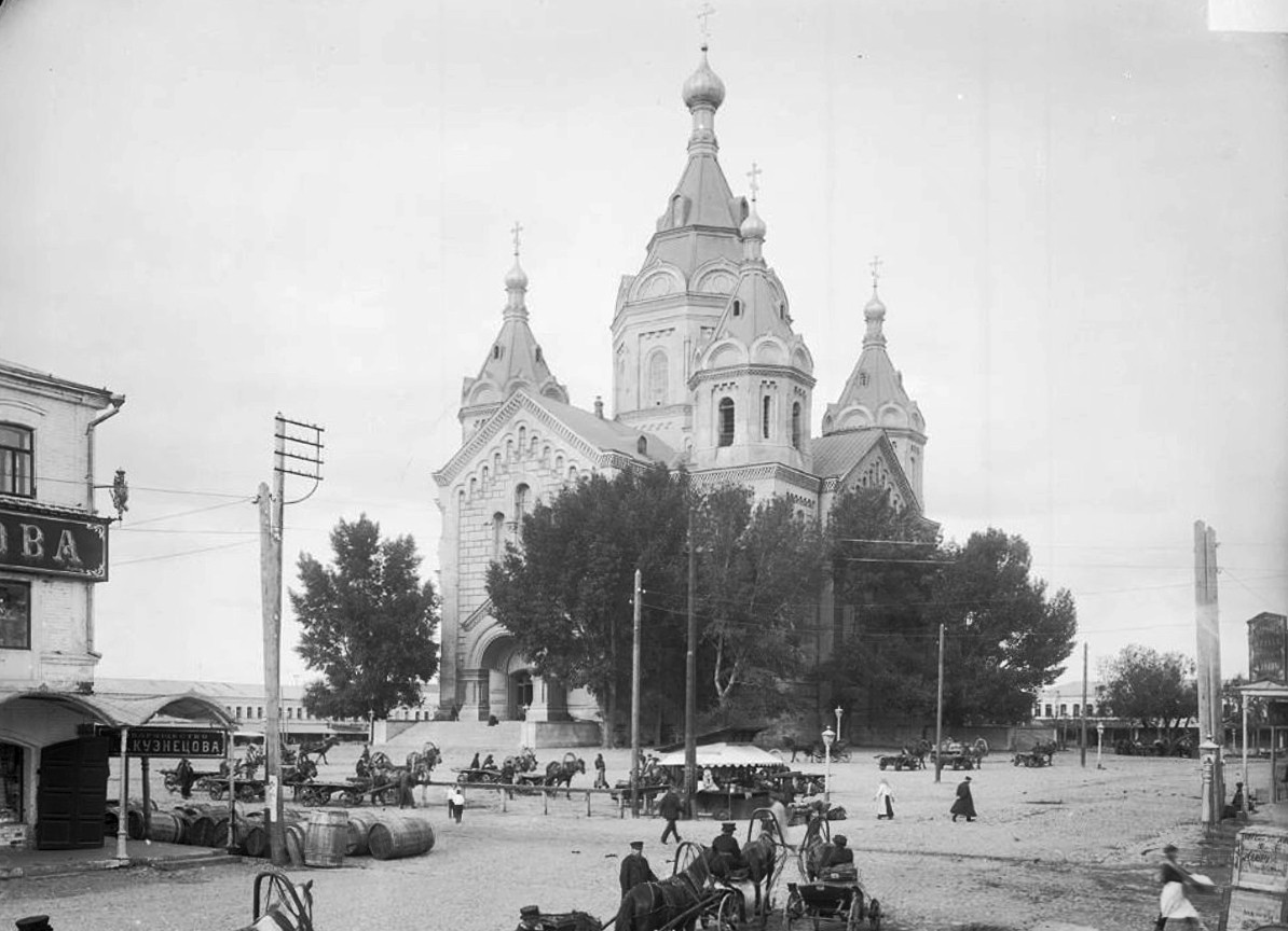 Канавинский район. Кафедральный собор Александра Невского (Новоярмарочный). архивная фотография, Фотография датируется 1890-ми годами.