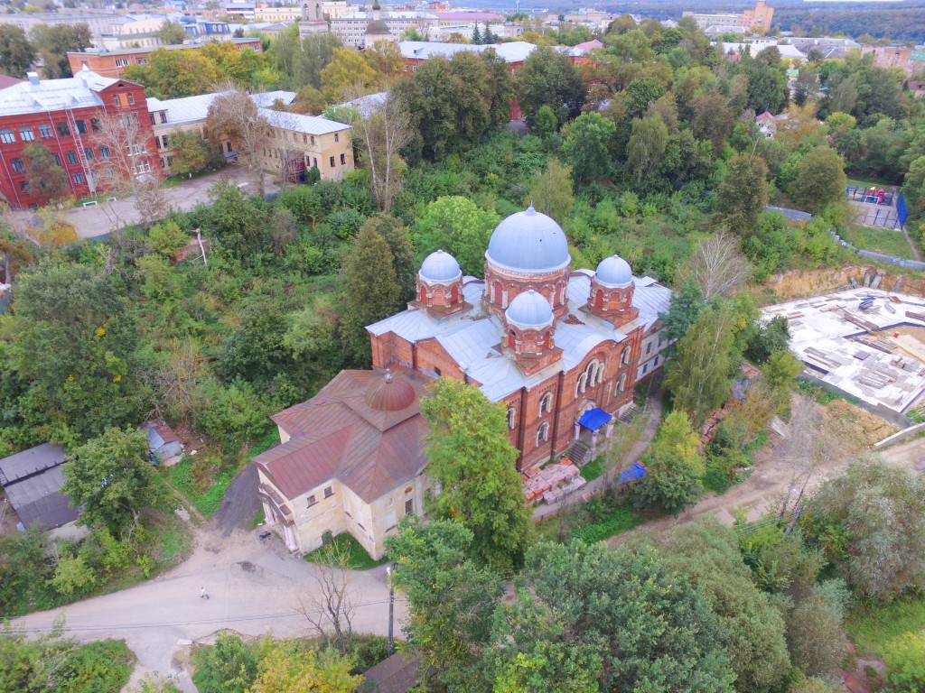 Калуга. Казанский монастырь (старый). Собор Казанской иконы Божией Матери. фасады, Вид с юго-запада, фото с квадрокоптера