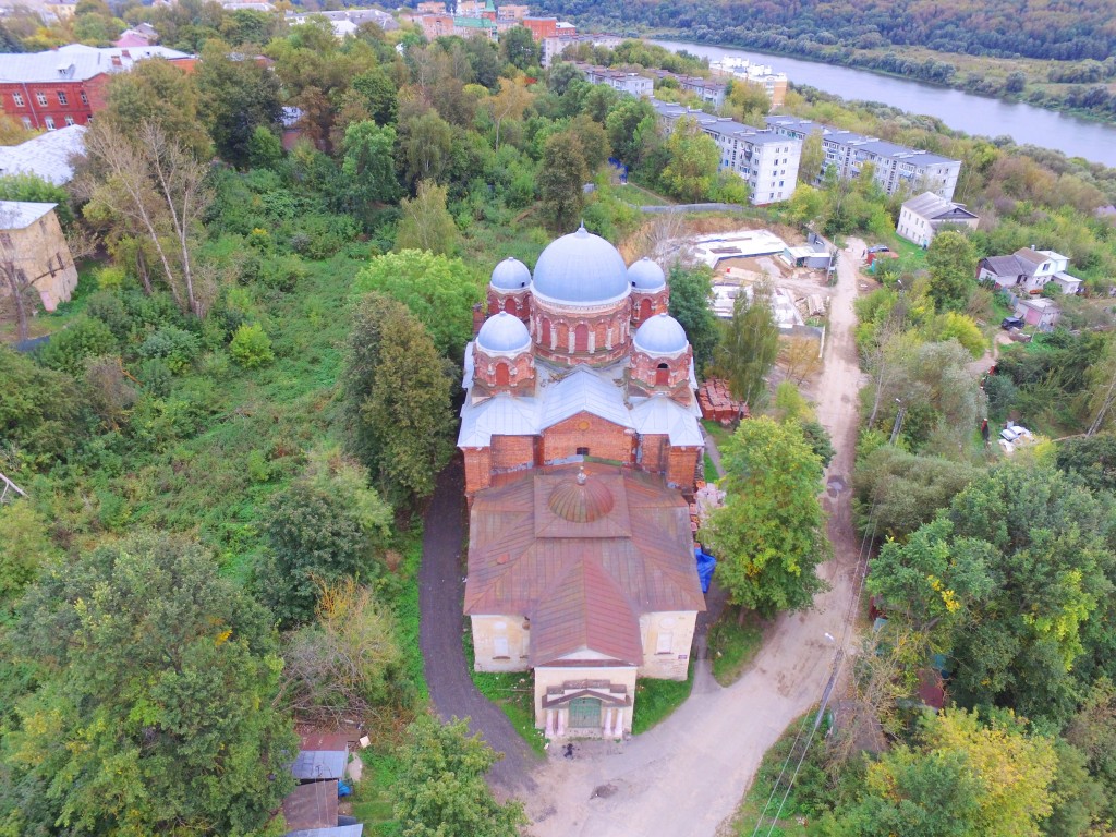 Калуга. Казанский монастырь (старый). Собор Казанской иконы Божией Матери. фасады, Вид с запада, фото с квадрокоптера