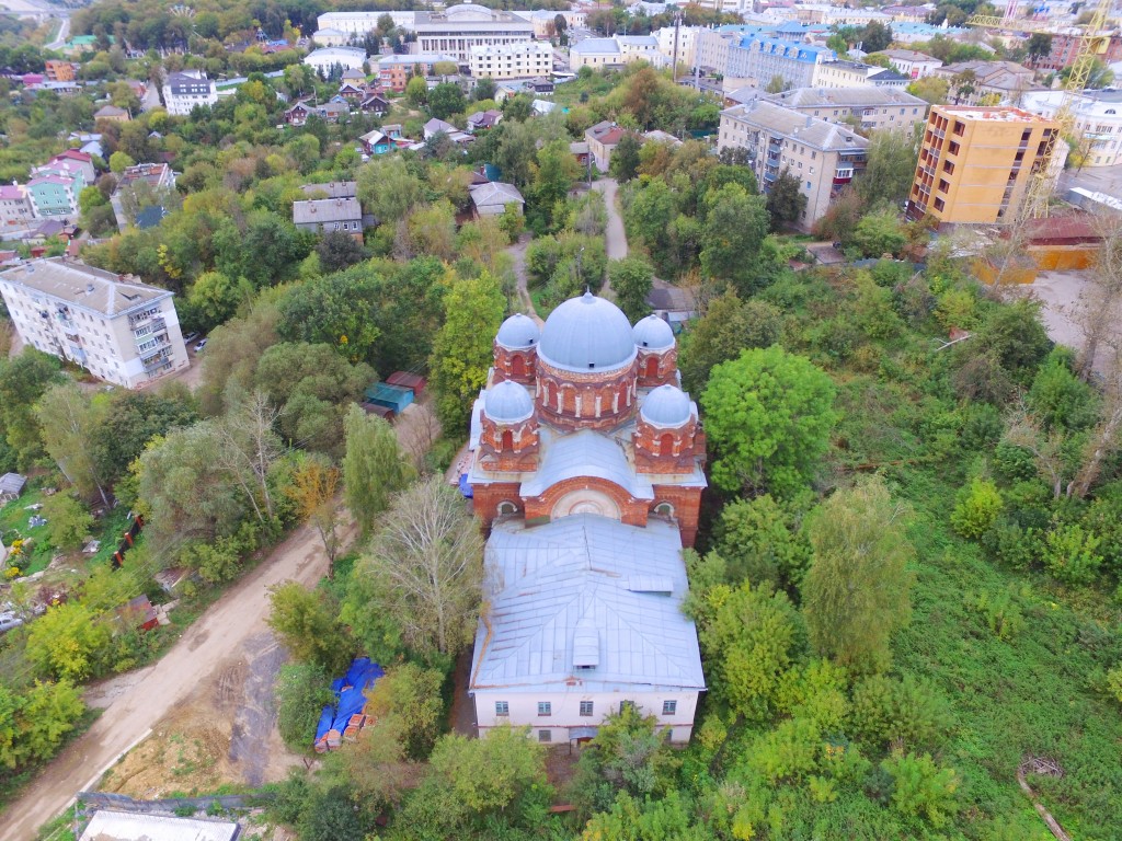 Калуга. Казанский монастырь (старый). Собор Казанской иконы Божией Матери. фасады, Вид с востока, фото с квадрокоптера