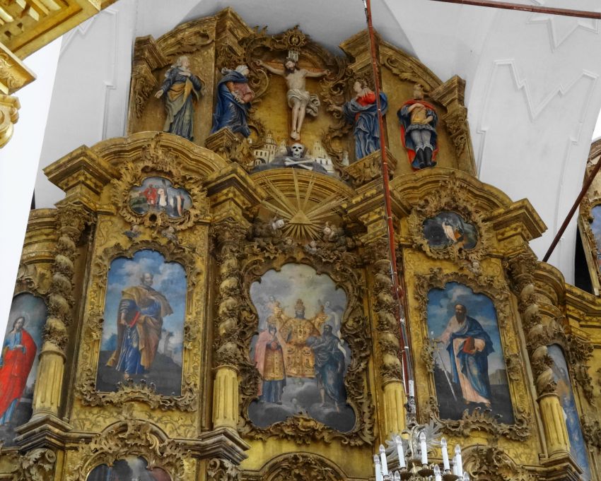 Троице-Гледенский монастырь. Собор Троицы Живоначальной, Морозовица (Великоустюгский район, Вологодская область). интерьер и убранство, верх центральной части иконостаса