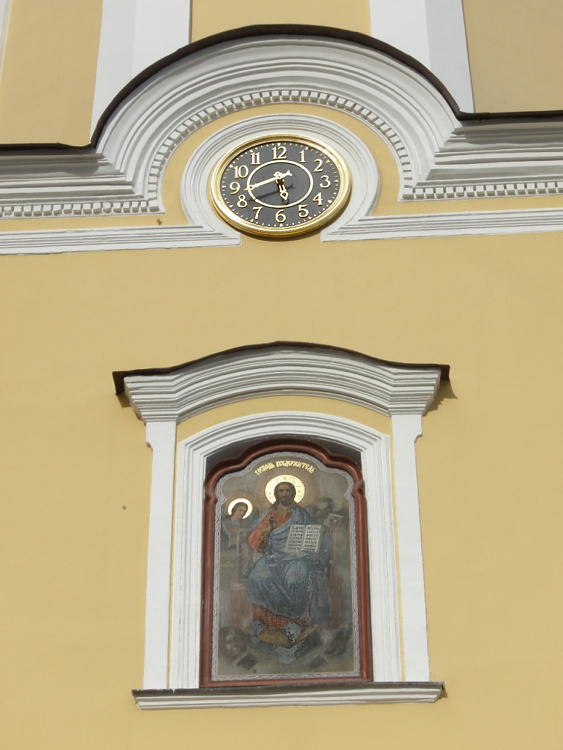 Церковь Всех Святых во Всехсвятском на Соколе, Сокол (Северный административный округ (САО), г. Москва). архитектурные детали, Фреска на южном фасаде колокольни.