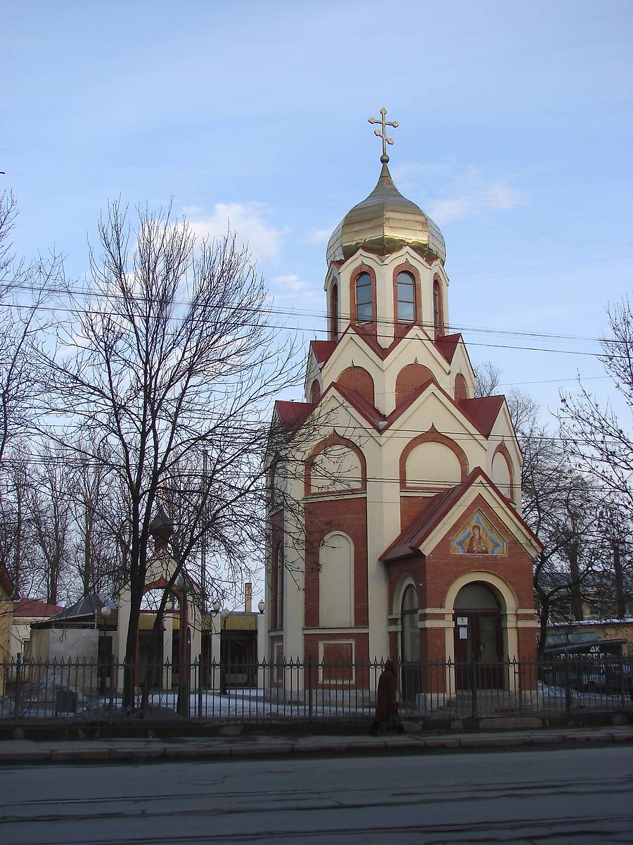 фасады. Церковь иконы Божией Матери "Неопалимая Купина" при пожарной части №11, Калининский район (Санкт-Петербург, г. Санкт-Петербург)