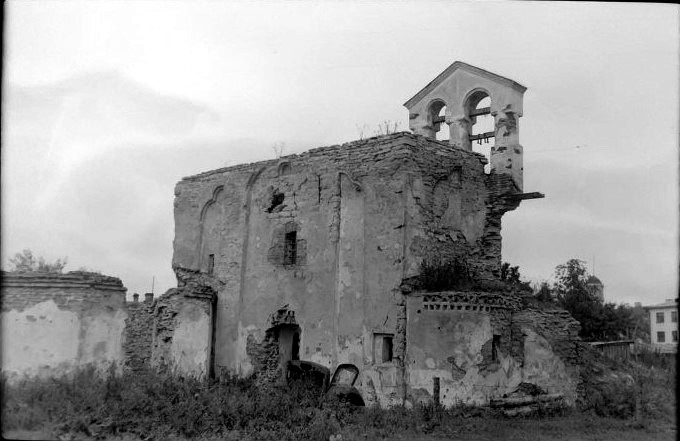 Псков. Церковь Сергия Радонежского с Залужья. архивная фотография, Вид с юга. Фото Чинякова А. Г. 1955 г. из коллекции ГНИМА. (ГК №42469511)