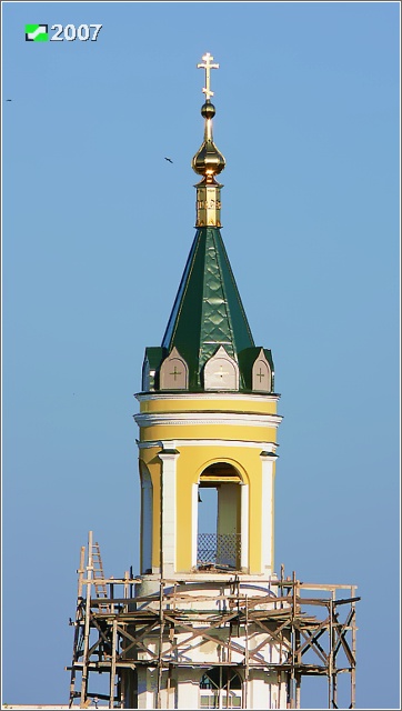 Церковь Николая Чудотворца и Спиридона Тримифунтского, Черкутино (Собинский район, Владимирская область). архитектурные детали, Завершение колокольни после реставрации