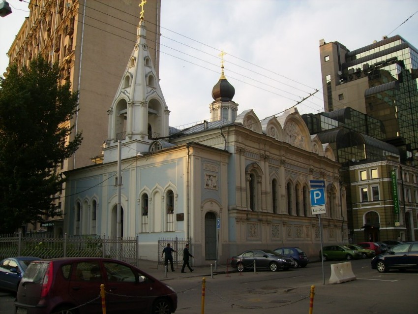 Церковь Успения Пресвятой Богородицы на Успенском Вражке, Тверской (Центральный административный округ (ЦАО), г. Москва). фасады, Вид  с  юго-запада