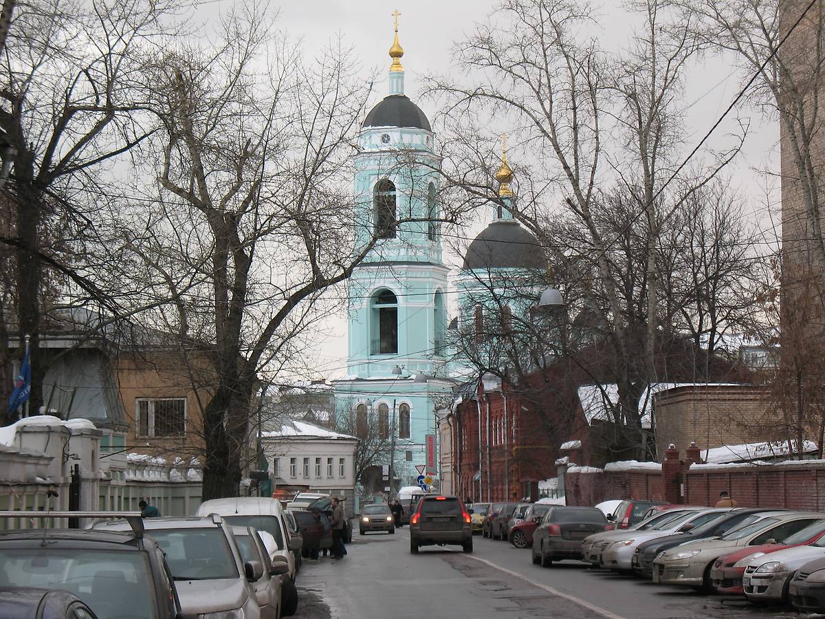 общий вид в ландшафте. Церковь Сергия Радонежского (Троицы Живоначальной) в Рогожской слободе, Таганский (Центральный административный округ (ЦАО), г. Москва)