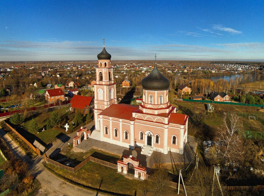 Церковь Воздвижения Креста Господня, Сокольниково (Домодедовский городской округ, Московская область). общий вид в ландшафте