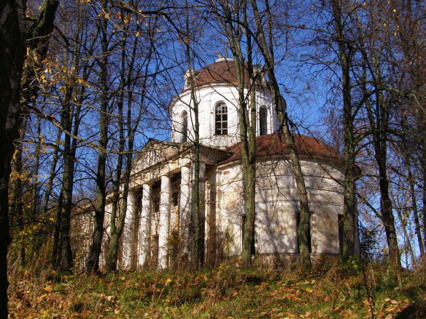 Патакино. Церковь Троицы Живоначальной. общий вид в ландшафте