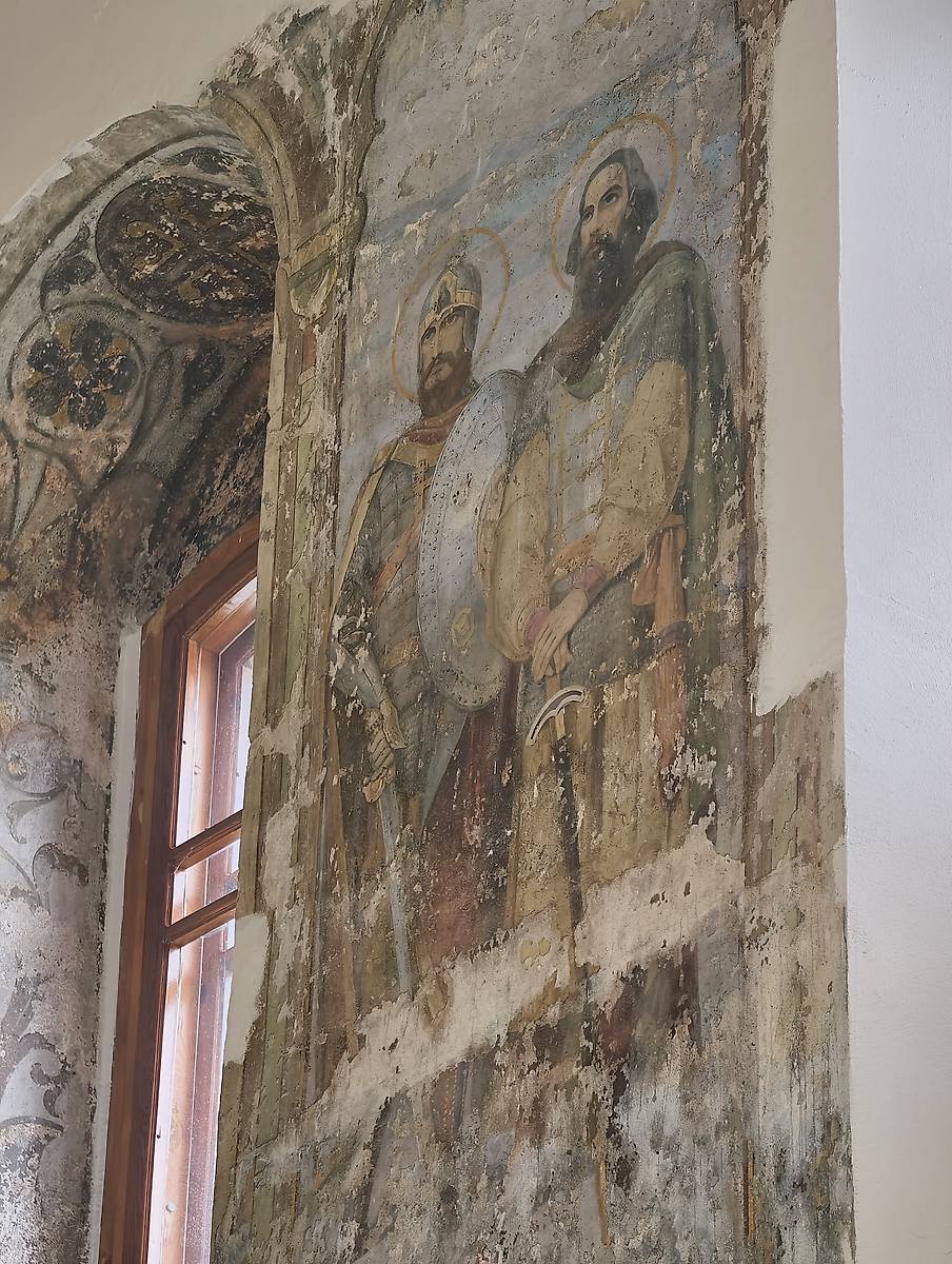 Элементы сохранившейся росписи основного объёма, интерьер и убранство. Церковь Казанской иконы Божией Матери, Палашкино (Камешковский район, Владимирская область)