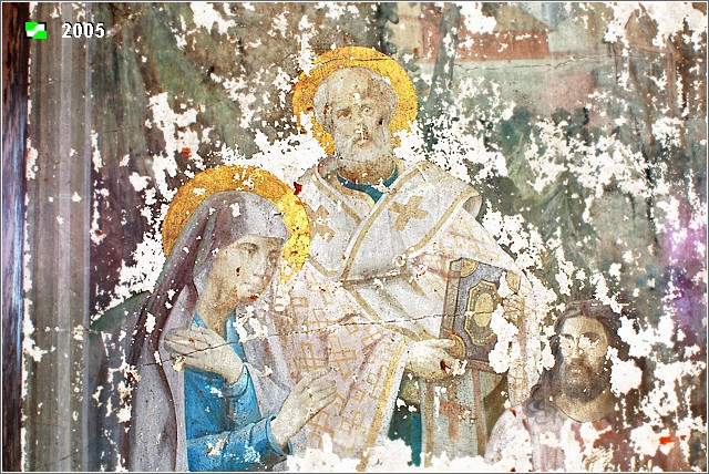 Церковь Николая Чудотворца, Лаптево (Камешковский район, Владимирская область). дополнительная информация, Фрагмент росписей на северной стене основного объема