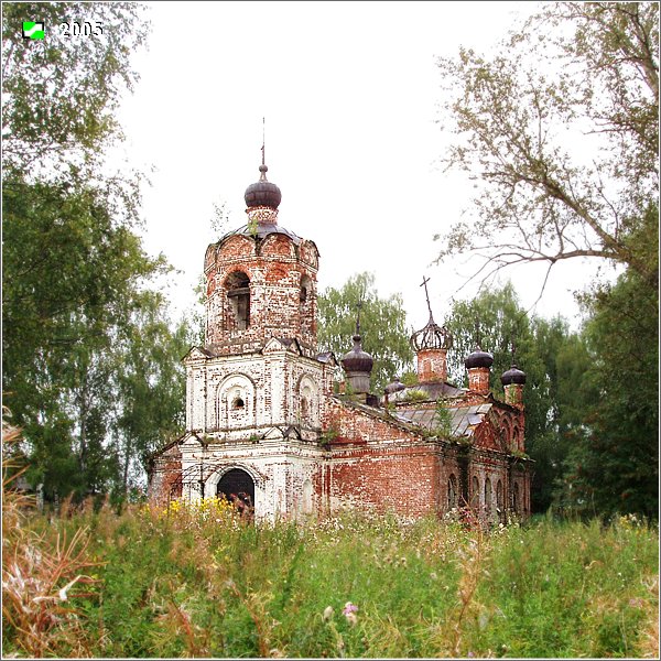 Церковь Троицы Живоначальной, Каменово (Камешковский район, Владимирская область). фасады, Вид с юго-запада от ограды