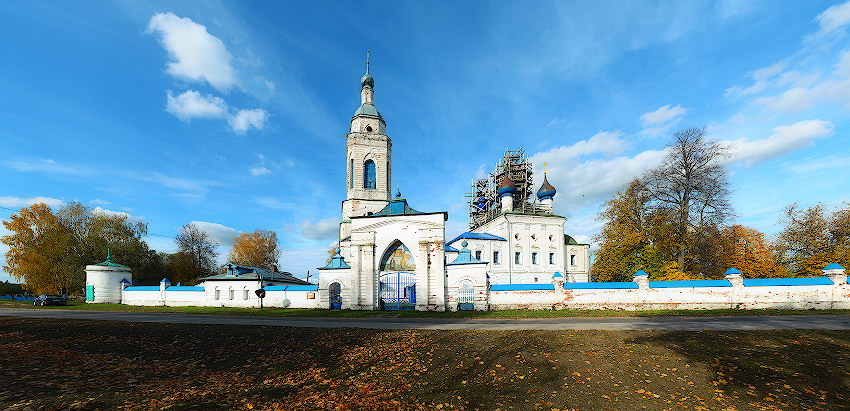 Церковь Казанской иконы Божией Матери, Усолье (Камешковский район, Владимирская область). общий вид в ландшафте, Вид с юга